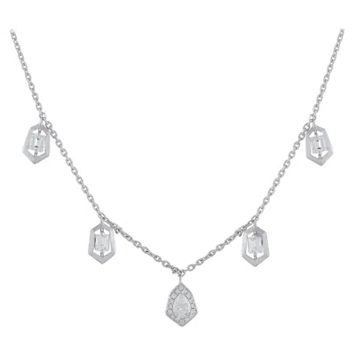 Pre-owned Lb Exclusive 18k White Gold 1.37ct Diamond Necklace Ank-19828