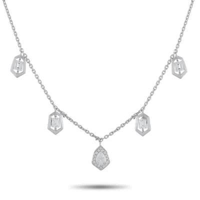 Lb Exclusive 18k White Gold 1.37ct Diamond Necklace Ank-19828 In Transparent