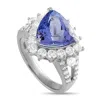 Lb Exclusive 18k White Gold 1.40 Ct Diamond And 4.74 Ct Tanzanite Ring Mf09-101025 In Silver