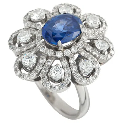 Pre-owned Lb Exclusive 18k White Gold 1.40ct Diamond And Sapphire Ring Mf26-051526