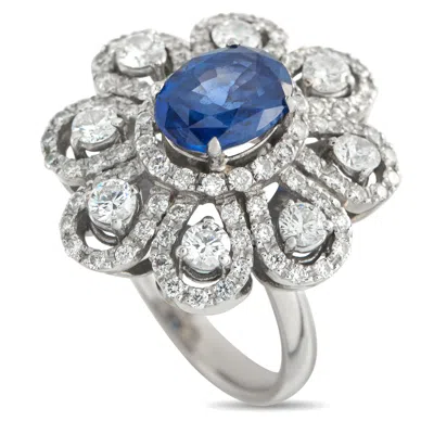 Lb Exclusive 18k White Gold 1.40ct Diamond And Sapphire Ring Mf26-051526 In Metallic
