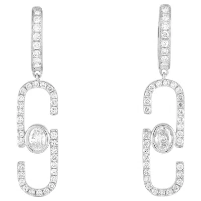 Pre-owned Lb Exclusive 18k White Gold 1.40ct Diamond Earrings