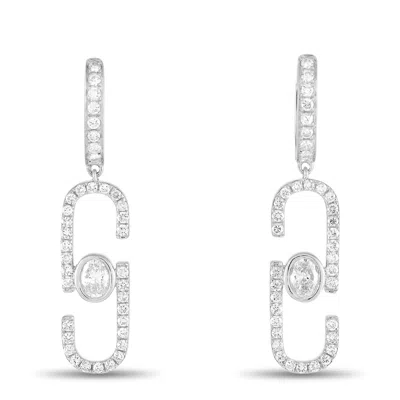 Lb Exclusive 18k White Gold 1.40ct Diamond Earrings Aer-19752 In Silver