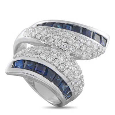 Lb Exclusive 18k White Gold 1.42ct Diamond And Sapphire Ring Mf16-122325 In Metallic