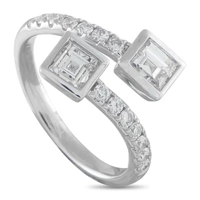 Lb Exclusive 18k White Gold 1.42ct Diamond Bypass Ring Alr-20681 In Silver