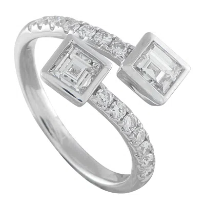 Pre-owned Lb Exclusive 18k White Gold 1.42ct Diamond Bypass Ring Alr-20681