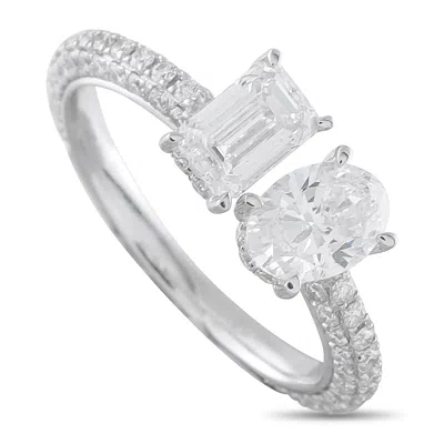 Lb Exclusive 18k White Gold 1.42ct Diamond Toi Et Moi Ring Alr-19413 In Metallic