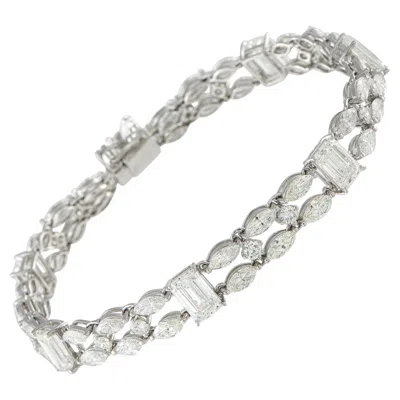 Pre-owned Lb Exclusive 18k White Gold 14.40ct Diamond Bracelet Alb-20010