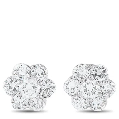 Lb Exclusive 18k White Gold 1.45ct Diamond Earrings Aer-17960-1 In Metallic