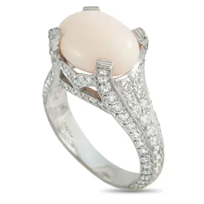 Lb Exclusive 18k White Gold 1.50ct Diamond And Conch Pearl Ring Mf11-050126 In Gray