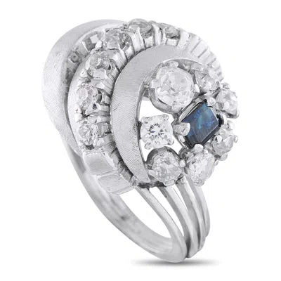Lb Exclusive 18k White Gold 1.50ct Diamond And Sapphire Ring Mf04-050626 In Metallic