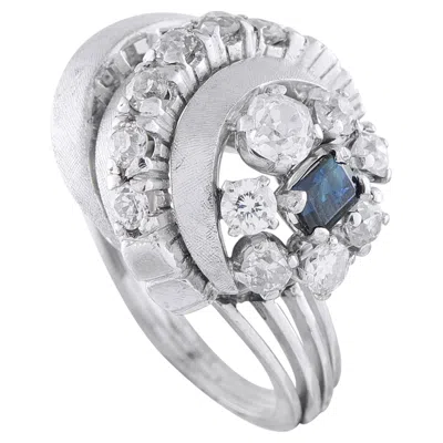 Pre-owned Lb Exclusive 18k White Gold 1.50ct Diamond And Sapphire Ring Mf04-050626
