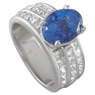 Pre-owned Lb Exclusive 18k White Gold 1.50ct Diamond And Sapphire Ring Mf13-051526