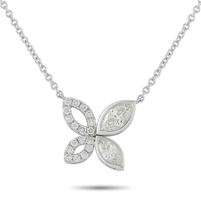Lb Exclusive 18k White Gold 1.62 Ct Diamond Butterfly Necklace Ank-20491 In Metallic