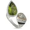 Lb Exclusive 18k White Gold 1.63ct Diamond And Peridot Ring Mf05-092625 In Metallic