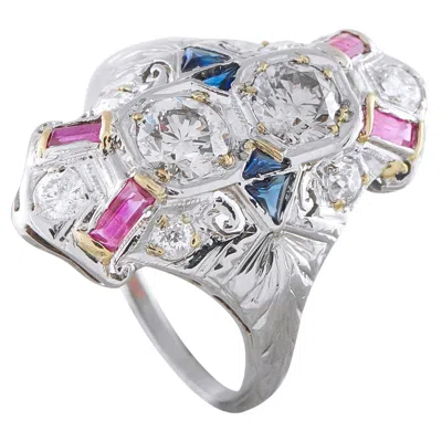 Pre-owned Lb Exclusive 18k White Gold 1.68ct Diamond Ring Mf30-050126