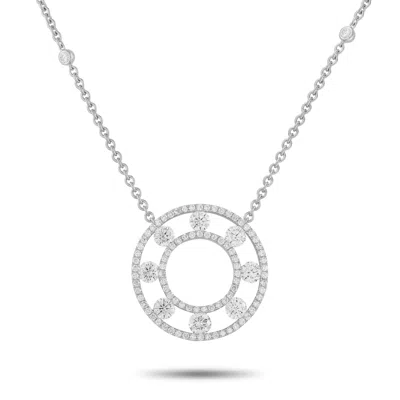 Lb Exclusive 18k White Gold 1.70ct Diamond Pendant Necklace Ank-18996-1 In Silver