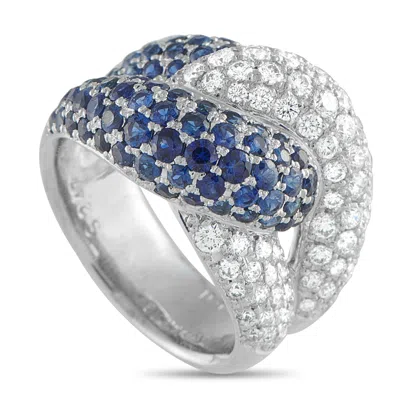 Lb Exclusive 18k White Gold 1.72 Ct Diamond And 2.47 Ct Sapphire Ring Mf21-1010245 In Brown