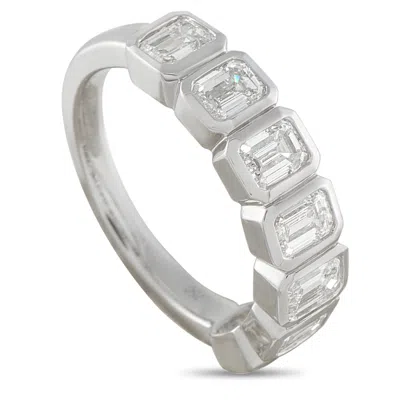 Lb Exclusive 18k White Gold 1.75 Ct Diamond Emerald-cut 7-stone Ring Alr-19581 In Silver