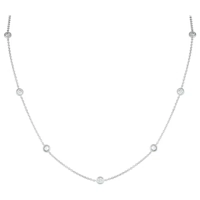 Pre-owned Lb Exclusive 18k White Gold 1.75ct Diamond Station Necklace Ank-20144