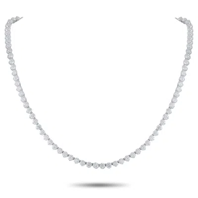 Lb Exclusive 18k White Gold 17.76ct Diamond Tennis Necklace Mf06-121025 In Metallic