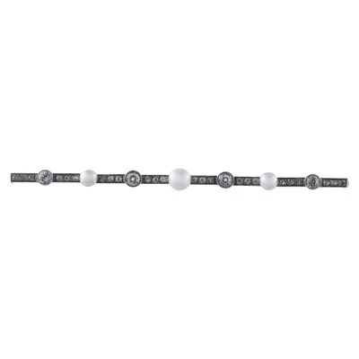 Pre-owned Lb Exclusive 18k White Gold 1.80ct Diamond And Pearl Brooch Mf22-022326