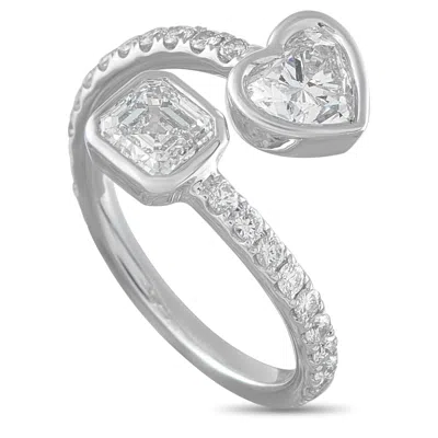 Lb Exclusive 18k White Gold 1.87ct Diamond Bypass Ring Alr-19079 In Metallic