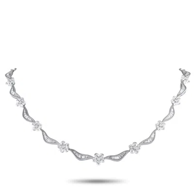 Lb Exclusive 18k White Gold 18.80ct Diamond Necklace Nk01081 In Metallic