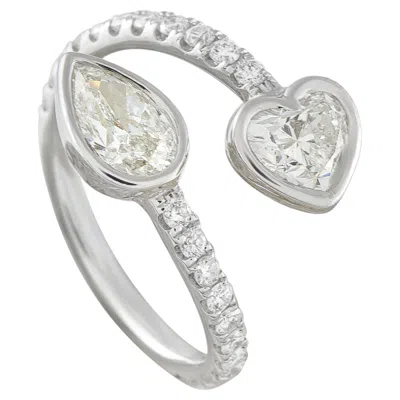 Pre-owned Lb Exclusive 18k White Gold 1.90ct Diamond Bypass Ring Alr-19077