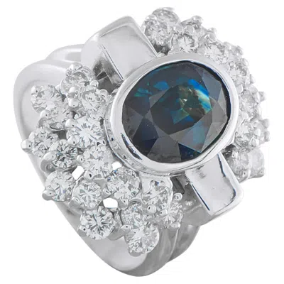 Pre-owned Lb Exclusive 18k White Gold 1.92ct Diamond And Sapphire Ring Mf29-030226