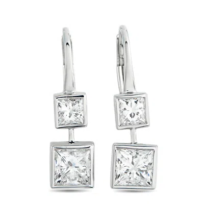 Lb Exclusive 18k White Gold 1.92ct Diamond Earrings Aer-21650 In Silver
