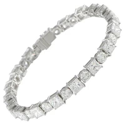 Pre-owned Lb Exclusive 18k White Gold 19.50ct Diamond Tennis Bracelet Alb-21014