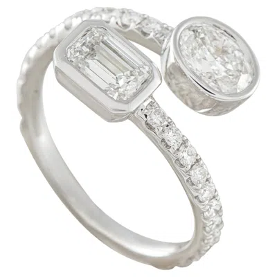 Pre-owned Lb Exclusive 18k White Gold 1.95ct Diamond Bypass Ring Alr-19074