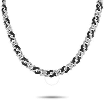 Lb Exclusive 18k White Gold 2.75ct Diamond Black Curb Chain Necklace In Multi-color