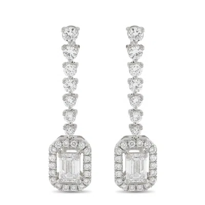 Lb Exclusive 18k White Gold 2.0 Ct Diamond Drop Earrings Aer-19796 In Silver