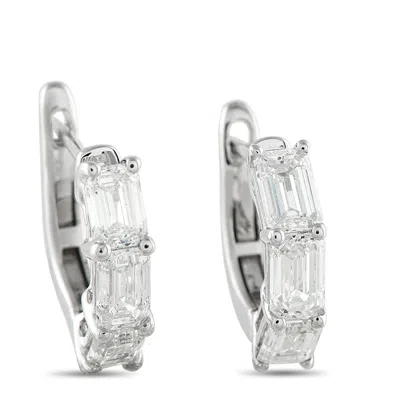 Lb Exclusive 18k White Gold 2.0 Ct Diamond Huggie Hoop Earrings Aer-19393 In Metallic