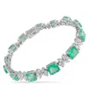 Lb Exclusive 18k White Gold 2.0ct Diamond And Emerald Bracelet #5299 In Green