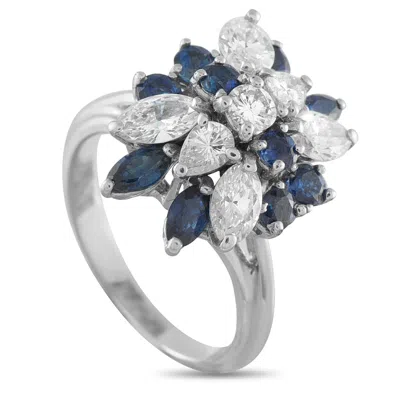 Lb Exclusive 18k White Gold 2.0ct Diamond And Sapphire Ring Mf15-022326 In Metallic