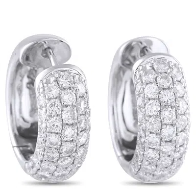 Lb Exclusive 18k White Gold 2.0ct Diamond Huggie Earrings Aer-14982 In Metallic