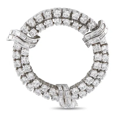 Lb Exclusive 18k White Gold 2.0ct Diamond Open Circle Brooch Mf03-062426 In Silver
