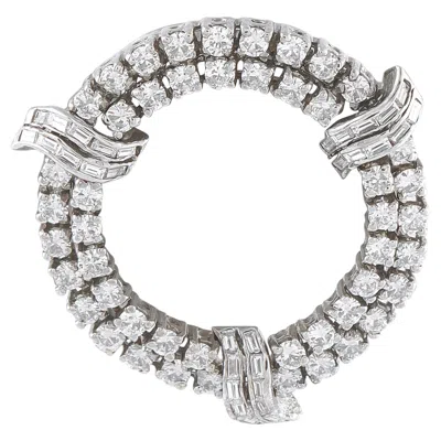 Pre-owned Lb Exclusive 18k White Gold 2.0ct Diamond Open Circle Brooch Mf03-062426