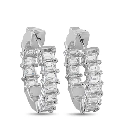 Lb Exclusive 18k White Gold 2.10ct Diamond Hoop Earrings Aer-18113-5