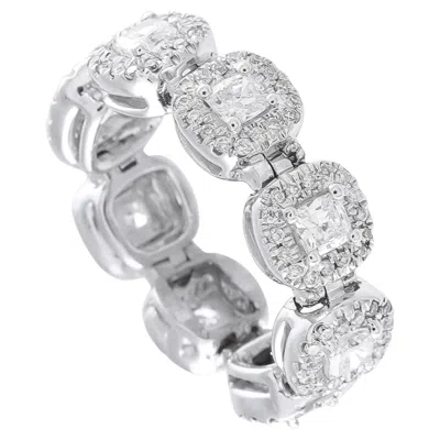 Pre-owned Lb Exclusive 18k White Gold 2.20ct Diamond Halo Eternity Ring Mf31-062526