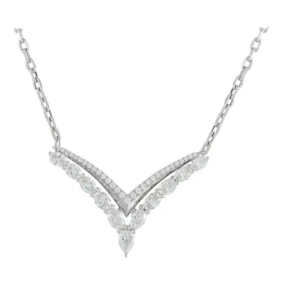 Pre-owned Lb Exclusive 18k White Gold 2.20ct Diamond Necklace Ank-19822