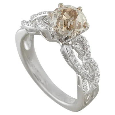 Pre-owned Lb Exclusive 18k White Gold 2.20ct Old Mine-cut Diamond Ring Mf08-070126