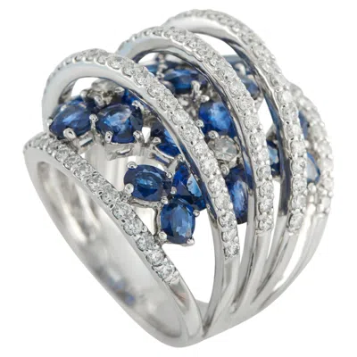 Pre-owned Lb Exclusive 18k White Gold 2.28ct Diamond And Sapphire Ring Mf28-031226