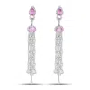 Lb Exclusive 18k White Gold 2.36ct Diamond And Sapphire Earrings Mf06-081925 In Pink