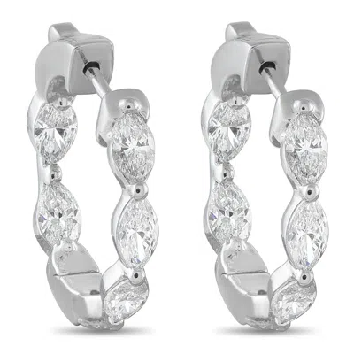Lb Exclusive 18k White Gold 2.40ct Diamond Hoop Earrings Aer-20854 In Silver