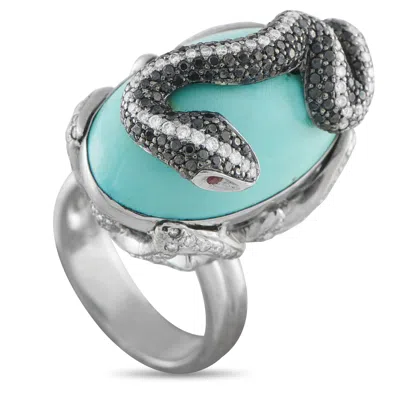Lb Exclusive 18k White Gold 2.42ct Diamond And Turquoise Ring Mf27-011626 In Metallic