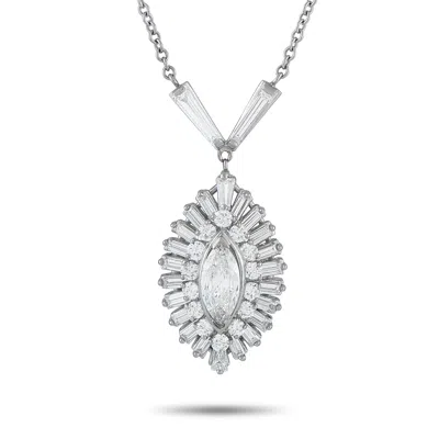 Lb Exclusive 18k White Gold 2.45ct Diamond Pendant Necklace Mf06-121525 In Silver